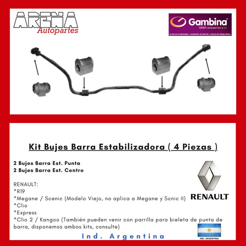 Kit Bujes Renault Clio 2 Barra Estabilizadora - 4 Piezas