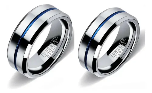 comprar Par De Aliança De Tungstênio P.s Prateada 8mm Aro 17 Ao 31