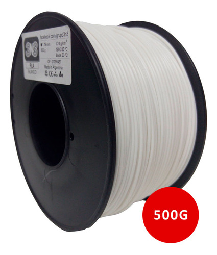 3n3  Impressora 3D Pla Filament 1,75 mm 1kg - cores: cor branca