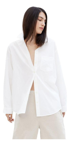 Blusa Mujer Gap Popelina Oversize Manga Larga Blanco