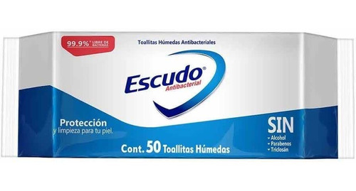 Imagen 1 de 1 de Toallitas Desinfectantes Escudo Con 50 Toallas Elimina 99.9%