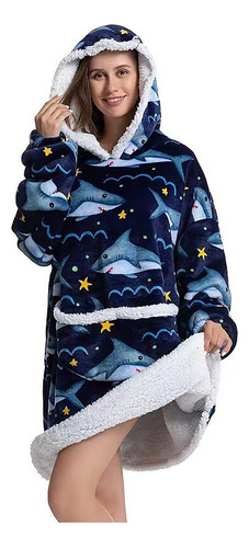 Pijama De Mujer Buzo Manta Corderito Oversize Tiburón