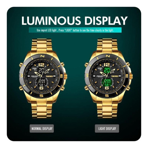 Reloj Electrónico De Acero Inoxidable Iluminado Skmei 1670