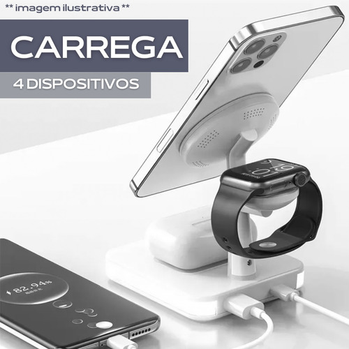 Carregador De Mesa Com Fonte 3 Em 1 Sem Fio Para iPhone