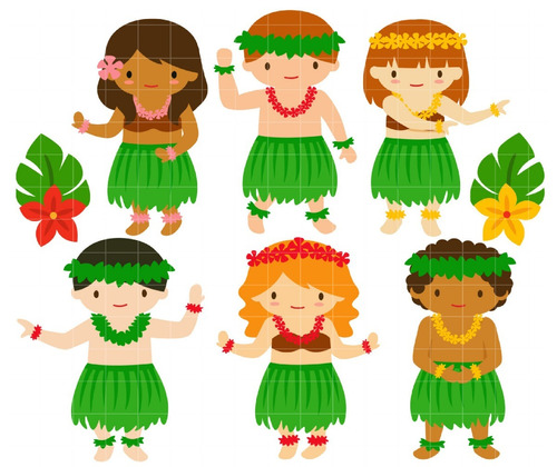 Kit De Imágenes Digitales Hula Hula Niños Hawai