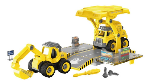 Imagen 2 de 4 de Mini Set 2 Vehiculos Amarillo Diy Mini Car Park Ik0057