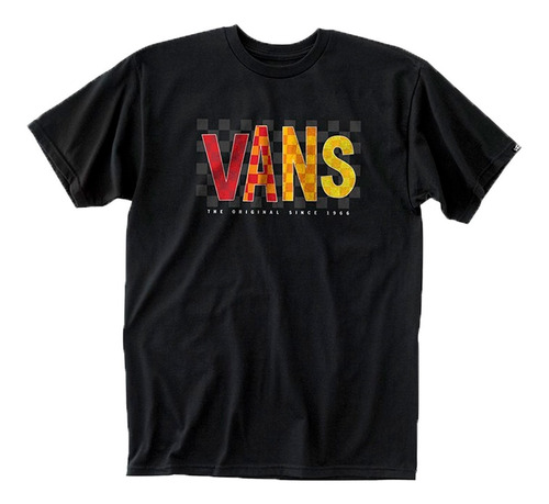 Vans Remera Lifestyle Niño Mc Ess Check Negro-multi Fuk