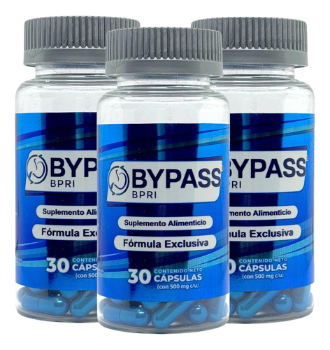 Bypass Bpri Azul 3 Frascos De 30 Capsulas Fenogreco Cola Cab