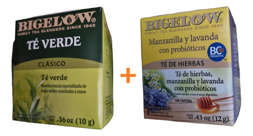 Bigelow Té De Lavanda Manzanilla Con Probioticos Y Té Verde