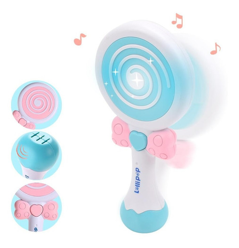 Sonajero Lollipop A Pila Con Luces Sonidos Azul Sheshu Toys