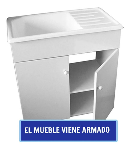 Imagen 2 de 10 de Mueble Lavadero Mdf Laqueado + Pileta 75 X 45 Fibr Envio