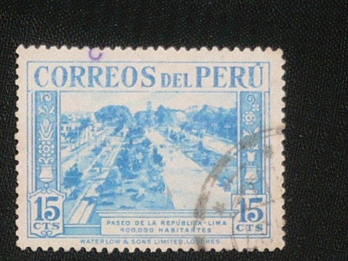 Paseo De La Republica De Lima 1936 Estampilla Antigua Peru