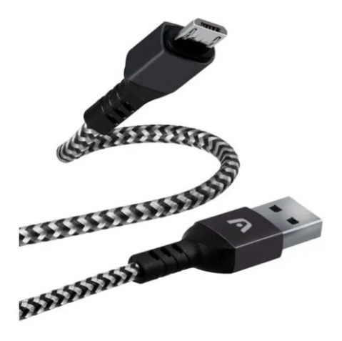 Cable Micro Usb Nylon Gris Argom Tech 1.8m Carga Rápida