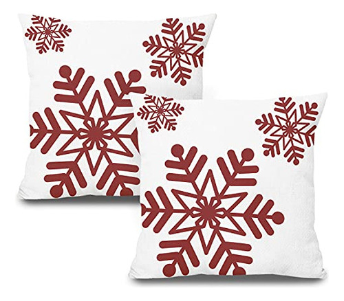 18 X 18 Inch Winter White Red Snowflake Throw Pillow Co...
