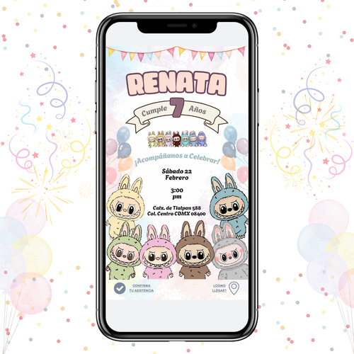 Invitación Cumpleaños Labubu Labubu