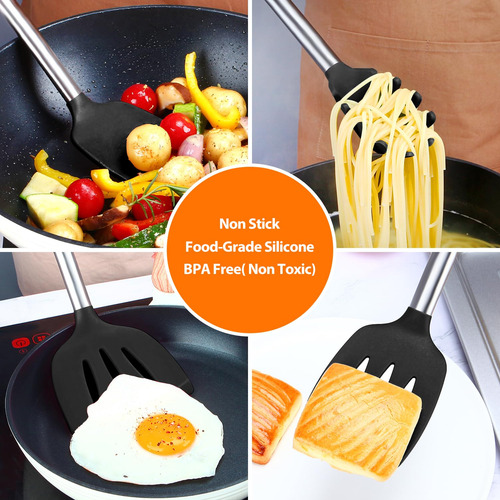 Set De Cocina Antiadherente 8 Piezas De Silicona Con Mango D