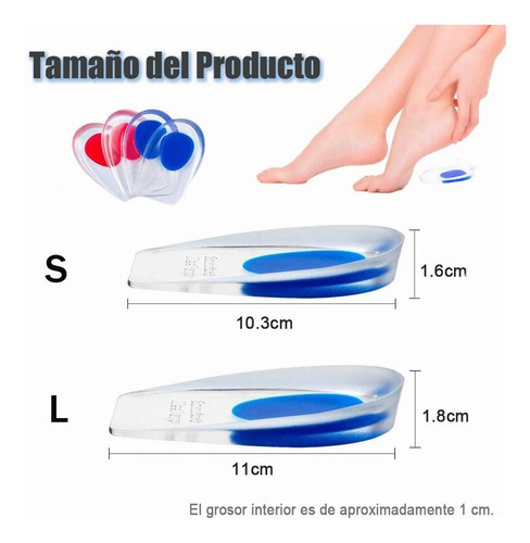 Imagen 5 de 10 de 2 Pares Plantillas Ortopedicas Taloneras Silicona Fascitis