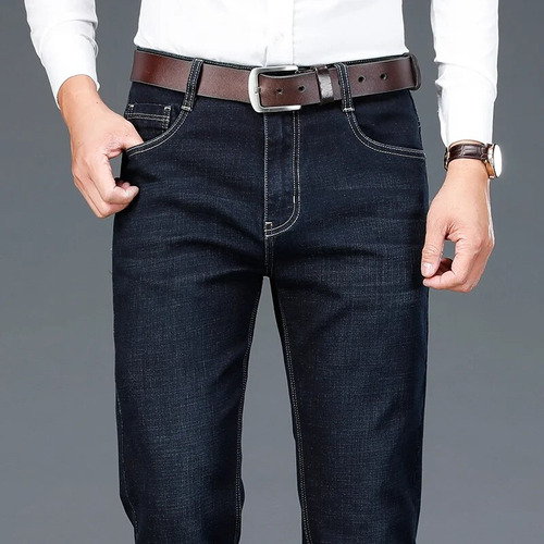 Pantalones Azules De Negocios Para Hombre, Modernos, Casuale