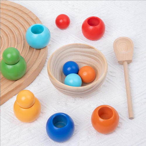 Rainbow Balls In Cups Juguete Montessori Juguete 6 Colores