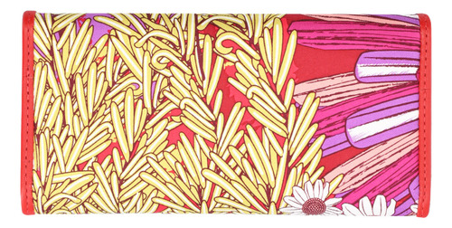 Cartera De Bolsillo Seda Pineda Covalin Herbolaria Flores Color Piel Rojo/rojo Morado