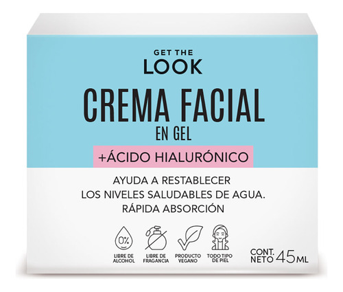 Crema Facial Get The Look En Gel + Ácido Hialurónico