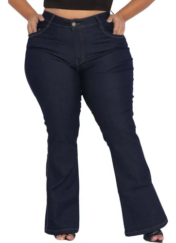 Calca Jeans Flare Boca De Sino Plus Size