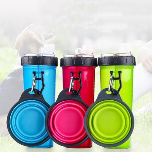 Imagen 5 de 5 de Botella Para Agua Y Alimento Con Plato Plegable Para Perros
