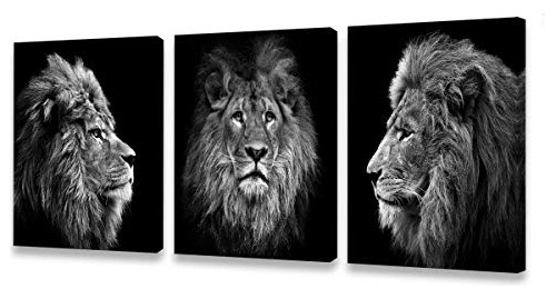 Muolunna Wall Art Black And White Lion Head Retrait V25y2