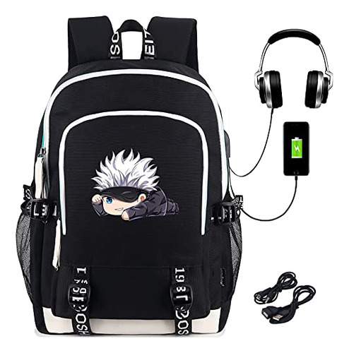 Mochila Anime Jujutsu Kaisen Gojo Satoru Con Usb Y