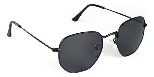 Óculos de Sol Clássico Preto Hexagonal Harbor Black Uv400 Desenho Espelho — R$ 66,50 em Mercado Livre