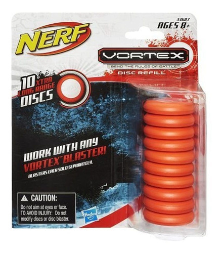 Paquete De Recarga Nerf Vortex 10 Discos-, Color Naranja