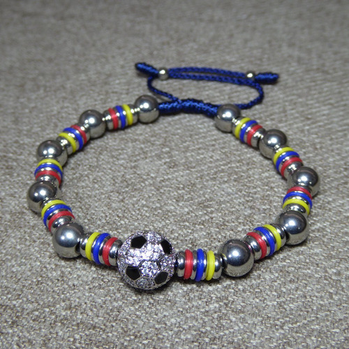 Pulsera Hombre Mujer Dije Balón Futbol Neopreno Y Acero