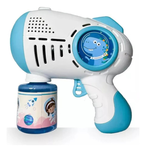 Burbujero Automático Pistola De Burbujas Con Luces A Pilas Celeste