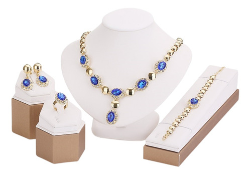 Collar, Aretes, Pulsera, Anillo. Azul Noche