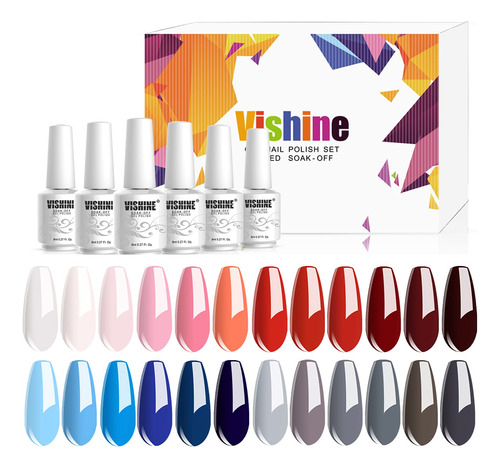 Vishine Juego De 24 Esmaltes De Uñas De Gel Para Uñas Con.