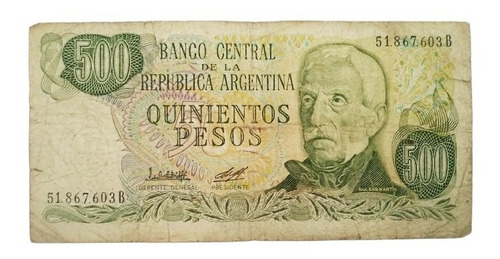 Billete 500 Pesos B  Argentina 1979 - Bottero 2427