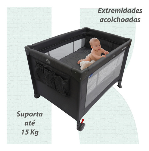 Berço Portátil Infantil Cercado Desmontável Com Mosquiteiro