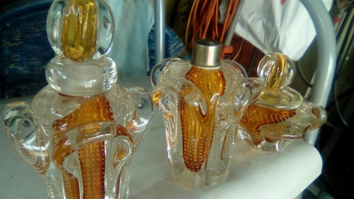 Antiguos Frascos Divinos Vidrio Muy Grueso Lencería Perfume
