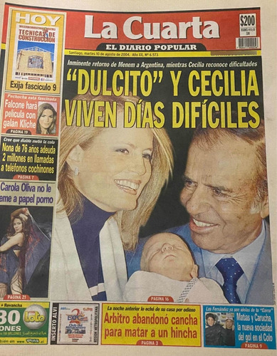 Cecilia Bolocco  Portada Diario La Cuarta Año 2004