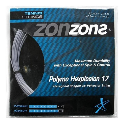 Cuerda De Tenis Zons Polymo Hexplosion 17l/1.23mm Silver 12 