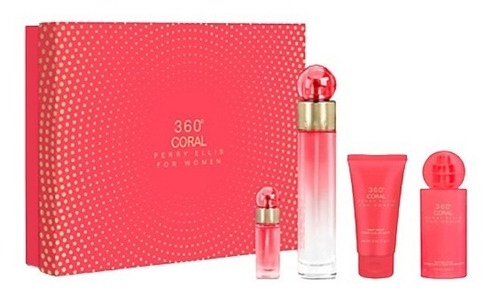 Estuche 360 Coral De Perry Ellis 4 Pzas Edp Original