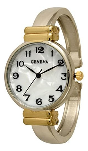 Reloj De Pulsera De Metal Geneva Clásico De Fácil Lectura (d