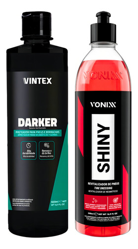 Kit Renovador De Pneu Shiny E Darker 500ml Brilho Vonixx