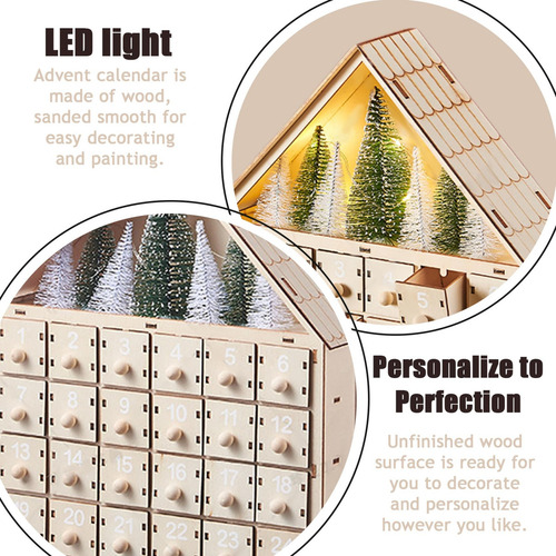 Navidad Con Led Y Árbol Calendario De Adviento De Madera
