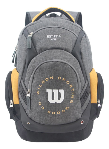 Mochila escolar urbana reforçada Wilson Sport Gym, cor cinza, design de tecido liso 65.AO004