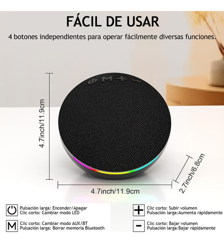 Bocina Bluetooth Para Pc Computadora Con Led 4 Modo Subwoofe