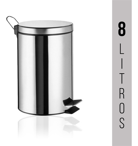 Lixeira Cesto De Lixo Com Pedal 8 Litros Inox Não Enferruja