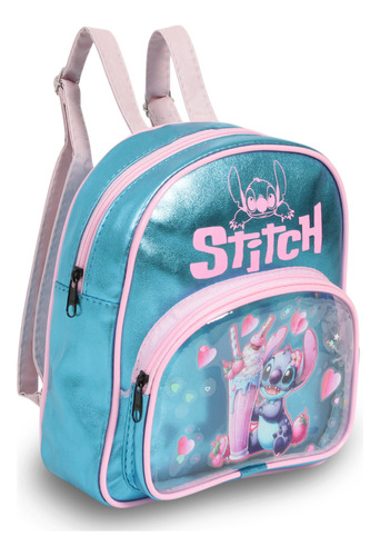 Mochila Infantil Stitch Pequena Reforçada Creche Pre Escola