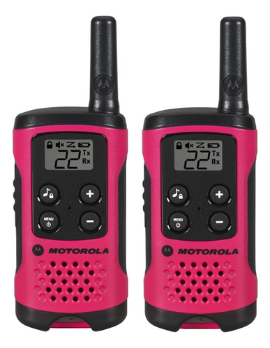 Motorola T107 Talkabout Radio Walkie Talkie, Rosado, Pack 2