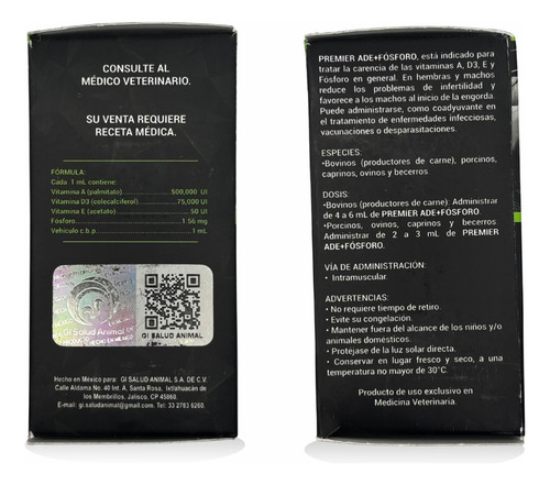 Premier Ade + Fósforo 100 Ml Vitamina Inyecta
